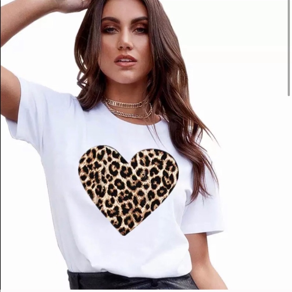Leopard Heart Tee (Read Description)